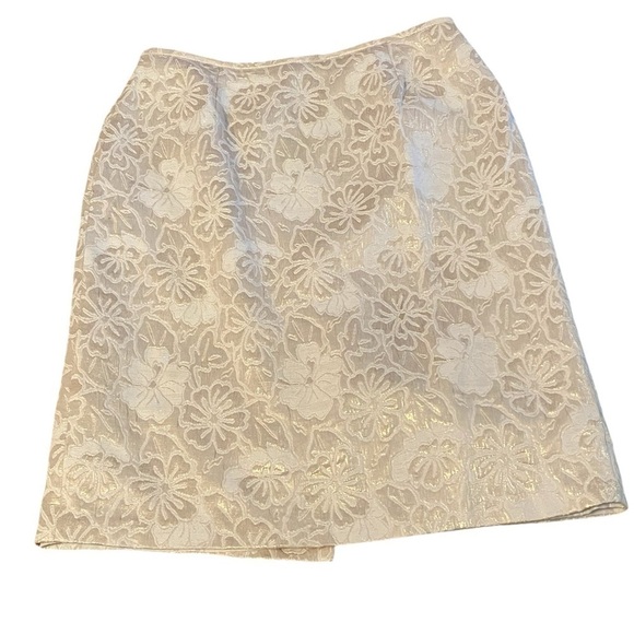 Chetta B Dresses & Skirts - Chetta B Off-White Floral Patterned Pencil Skirt Size 10